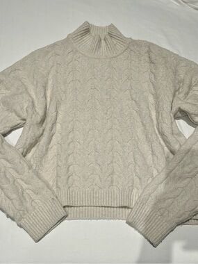 Pink Rose Soft Cable Knit Cream Sweater Large